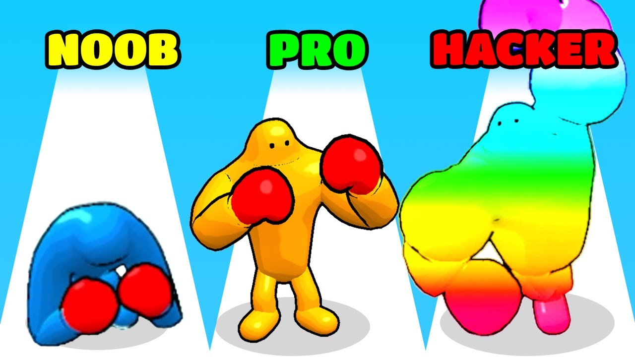 Punchy Race: Run & Fight Game Gameplay - NOOB vs PRO vs HACKER (iOS/Android)