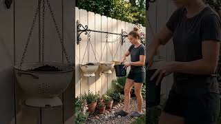 DIY Hanging Enamel Flower Planters | Easy Farmhouse Garden Wall Decor