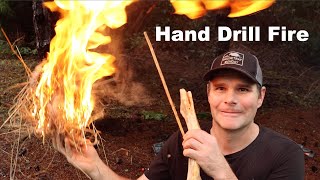 Hand Drill Friction Fire  How To Make A Friction Fire Using 2 Pieces Of Wood.