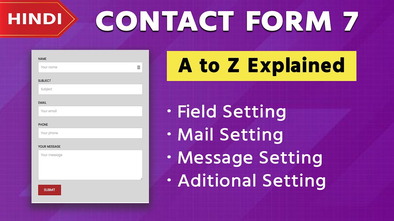 Contact Form 7 Tutorial in Hindi | All option explained | Step by Step ...