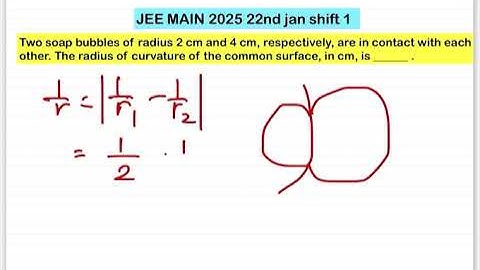 JEE MAIN 2025(22 jan shift1)Two soap bubbles of radius 2 cm and 4 cm, respectively, are in contact w