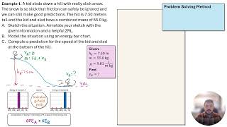 Conservation of Energy Example Problem 1: A kid sleds down a frictionless hill