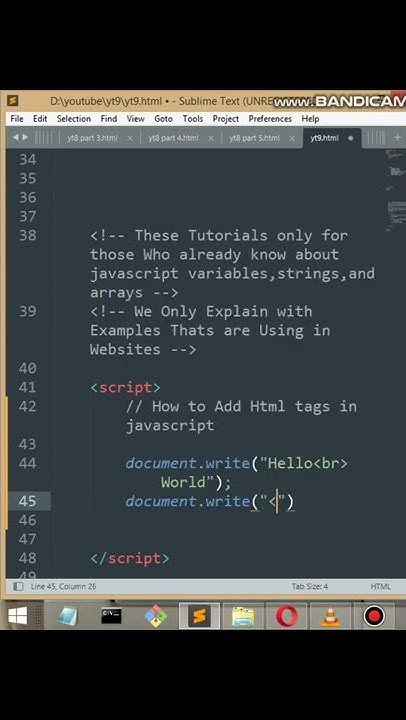 how to add html tag in Javascript | add tag in document.write short ...