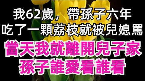 我62歲，帶孫子六年，吃了一顆荔枝就被兒媳罵，當天我就離開兒子家，孫子誰愛看誰看#細品歲月#老年生活#情感故事#養老#退休#幸福人生 - 天天要聞