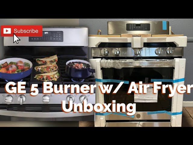 GE 30-in 5 Burners 5.6-cu ft Self-Cleaning Air Fry Convection Oven