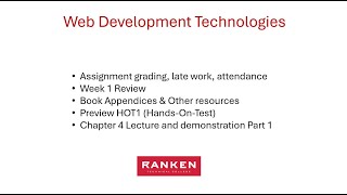Chapter 4 CSS, Week 1 Review, HOT