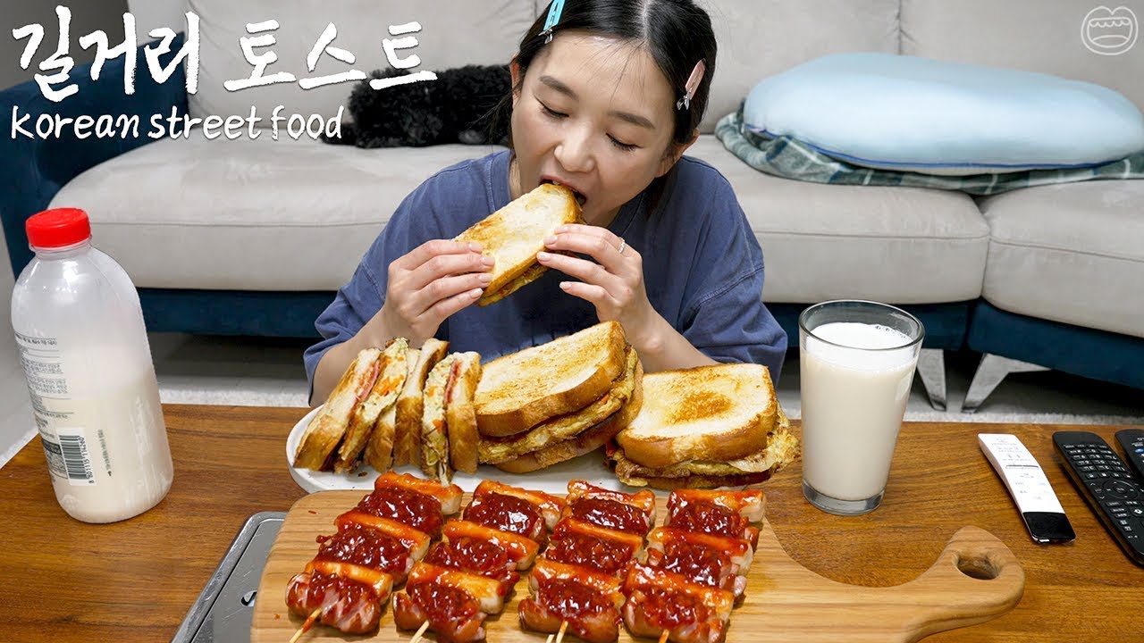 Real Mukbang Homemade Korean street food  Street Toast Sausage rice cake skewers 