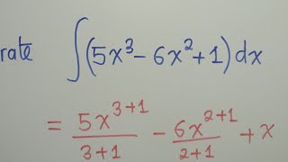 Integrate 5x³-6x²+1 with respect to x