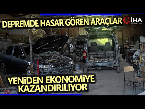 Depremzede Ustalar Deprem Bölgesinden Getirilen Araçları Tamir Ediyor