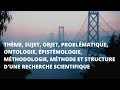 Thme sujet objet problmatique ontologie pistmologie mthodologie mthodes et structure