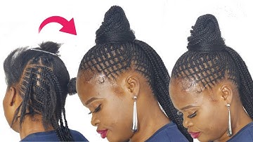 Basket Mohawk | Criss Cross Knotless Braids Using Braiding,Kanekalon and Synthetic Hair | Detailed