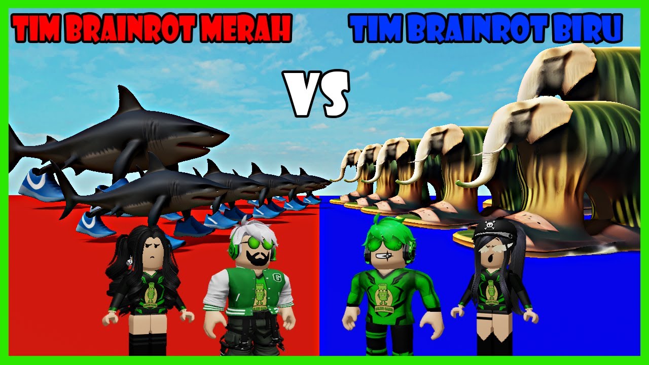 Peperangan Sengit Tim Brainrot Merah VS Tim Brainrot Biru - Roblox ...
