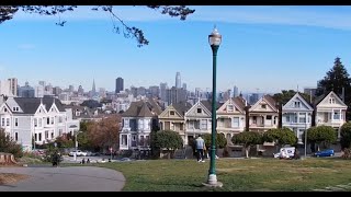 San Francisco Walking Tour Alamo Square Park aka Postcard Row with the Painted Ladies
