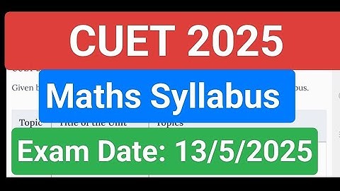 CUET 2025 MATHS Syllabus