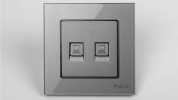 Ổ Cắm Đôi 3 Chấu Kèm Công Tắc Mặt Kính Cường Lực Tenko TK-F71D  XámI Tenko.com.vn