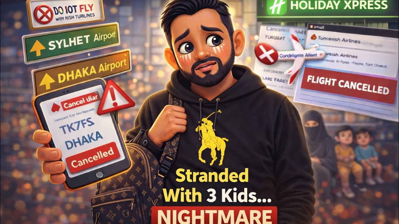 Stranded With 3 Kids… Flights Cancelled Back-to-Back 🇧🇩✈️ | Return to UK (Part 1) | 0.96