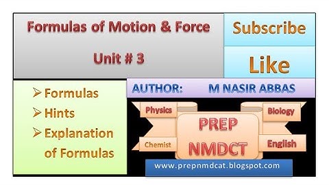 Formulas of motion and force Physics CH # 3