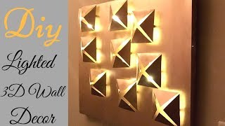 Diy 3D Metallic Wall Decor with Lighting Using Cereal Boxes!