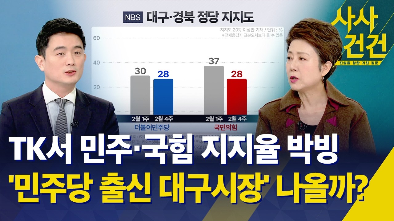 [사사건건] TK에서 민주당·국민의힘 지지율 박빙…'민주당 출신 대구시장' 나올까? / KBS 2026.02.27.