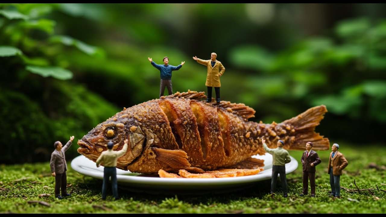Tiny Chef Cooks Crispy Fried Fish | Miniature Cooking in a Tiny Kitchen 🐟