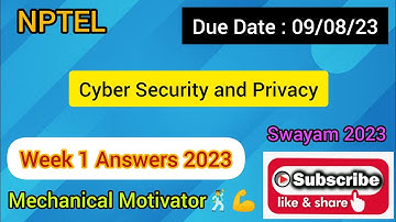 Cyber Security and Privacy | Week 1 Quiz | Assignment 1 Solution | NPTEL | SWAYAM 2023