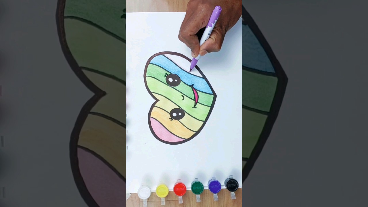 Rainbow Heart Drawing and Coloring for kids, toddler | Heart Drawing | Heart ❤️ 🌈 