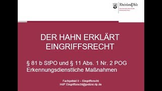 Der Hahn erklärt Eingriffsrecht - § 81b StPO und § 11 Abs. 1 Nr. 2 POG ED Maßnahmen