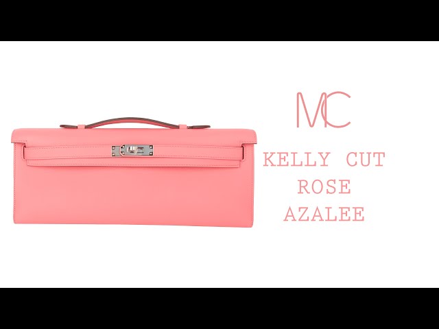 Hermes Kelly Cut Clutch Pink Rose Azalee Swift Palladium Hardware