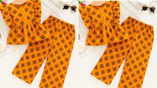 Baby girl Top And Palazzo Cutting And Stitching/ Full Step-by-Step Sewing Tutorial#babyoutfit