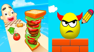 Sandwich Runner VS Draw To Smash - All Levels SpeedRun Gameplay Android iOS Ep2