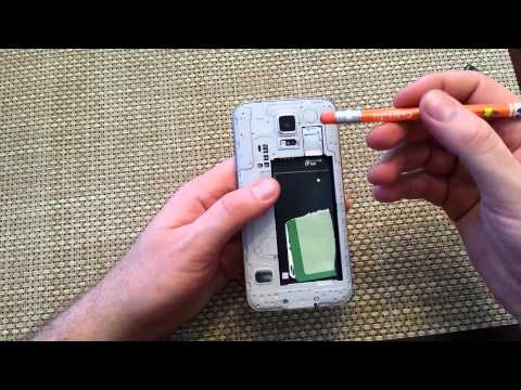 Samsung Galaxy S5 Remove install Back cover, Battery, Sim Card, SD memory Card replace insert