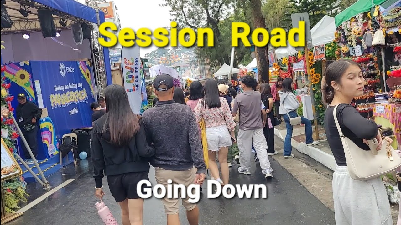 Session Road in Bloom 2026.. Panagbenga Baguio Flower Festival.. Walk Tour Going Down..