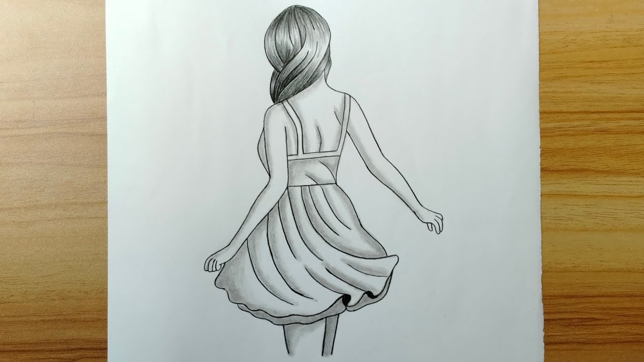 How To Draw A Girl From The Back Side Pencil Sketch Girl Drawing For Maxresdefault