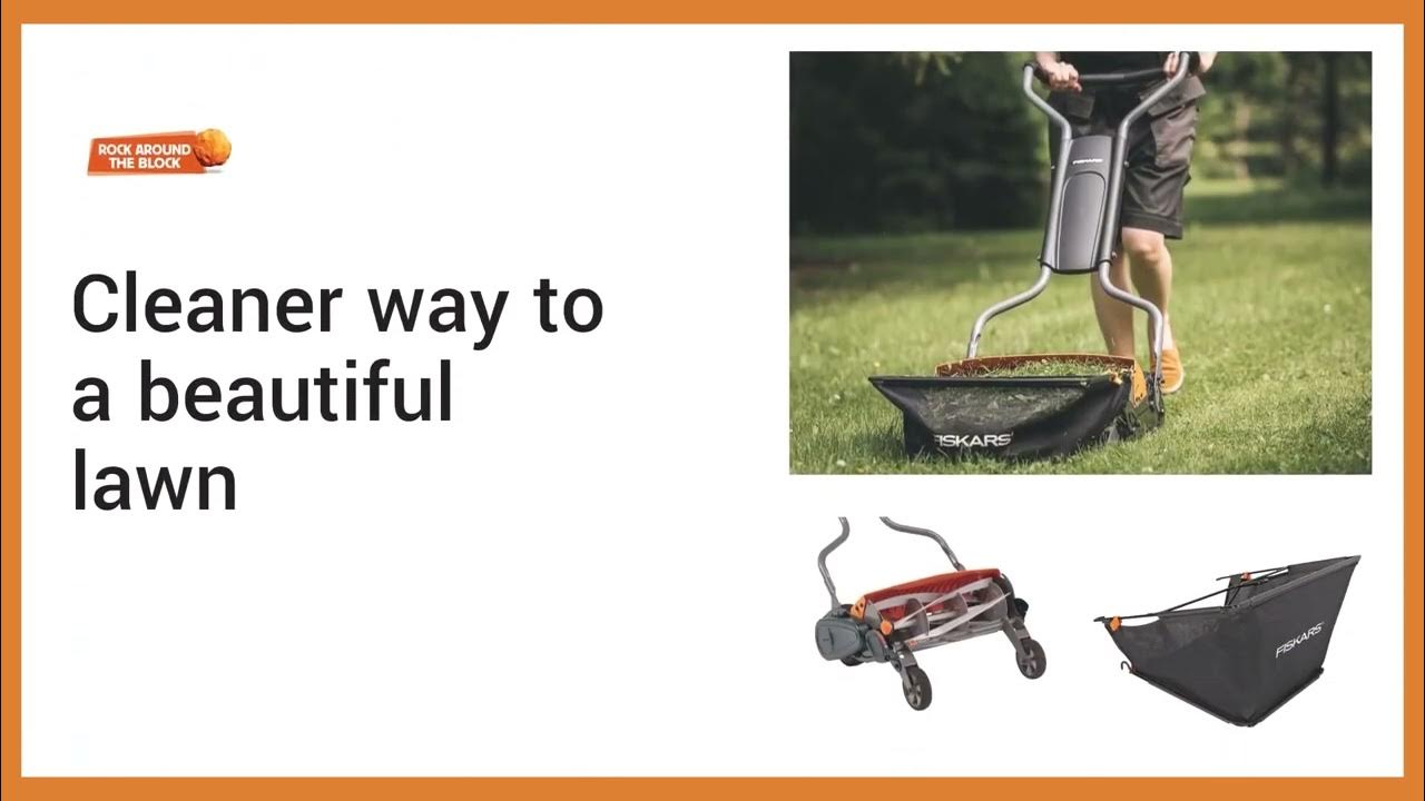 Fiskars StaySharp Max Reel Lawn Mower & Grass Catcher Combo Deal Sale 