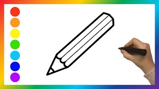 Ich zeichne einen Buntstift ✏️ Drawing a Colored Pencil | Painting and Coloring for Kids