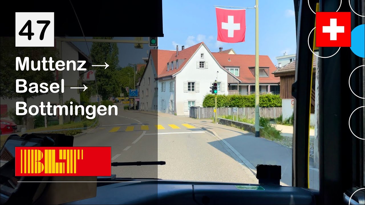 [4K] 🇨🇭 Cab Ride: BLT BASELLAND BUS | 47: Muttenz → Basel → Bottmingen | MB eCitaro Elektrobus