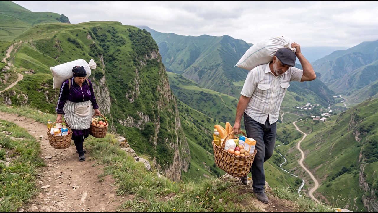Thumbnail for Their Life Is Far from Civilization, Grandpa Carries Heavy Groceries Across the Mountains