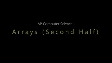 APCS: Unit 6: Arrays (Part 2)
