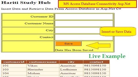 Insert or Save Data into MS Access Database Using Asp.Net C#  | Hindi | Online Learning Classes