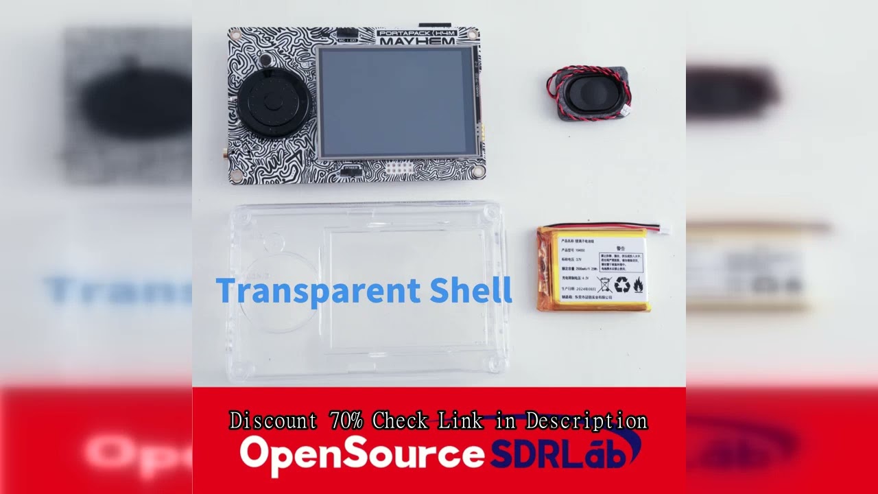 OpenSourceSDRLab Portapack H4M Spectrum Analyzer and Transparent Shell with speaker and 2500 mAh Lit