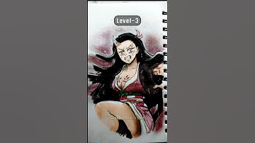 Drawing Nezuko in different levels 😱 #shorts