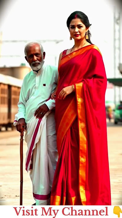 Indian Desi Girl And Old Man Hug Each Other 😱#village #hug #old #saree #india #shorts