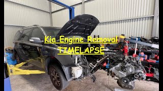Kia Sedona Carnival Engine removal - TIMELAPSE 2002 Kia Sedona Engine