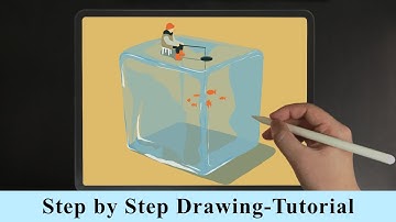Ice Cube Fishing iPad Procreate Drawing - Step by Step Drawing Tutorial