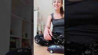 Girl crushes model car with bare feet