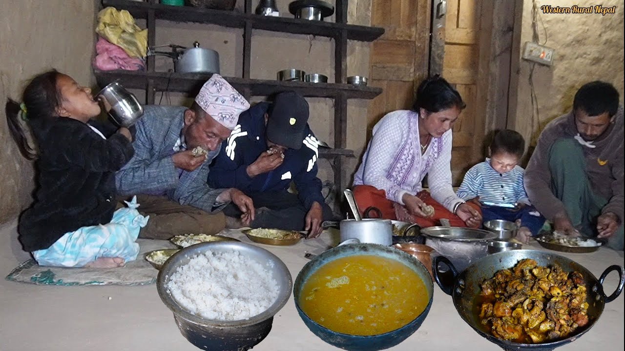 Simple Nepali Village Chicken Recipe || Rice,Pulse And Chicken Recipe ||