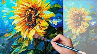 Easy flowers / Acrylic painting/ how to paint Sunflower /아크릴화 /tutorial for beginner/ #24