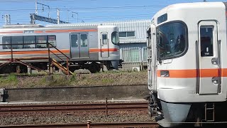 名鉄快速特急 豊橋駅手前でJR特別快速と並走