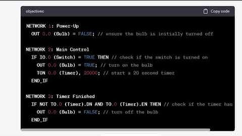 Chatgpt can generate PLC code