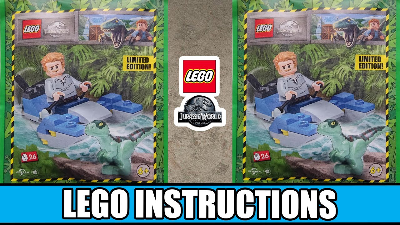 Jurassic World Magazine - Owen with Swamp Speeder and Raptor LEGO instructions